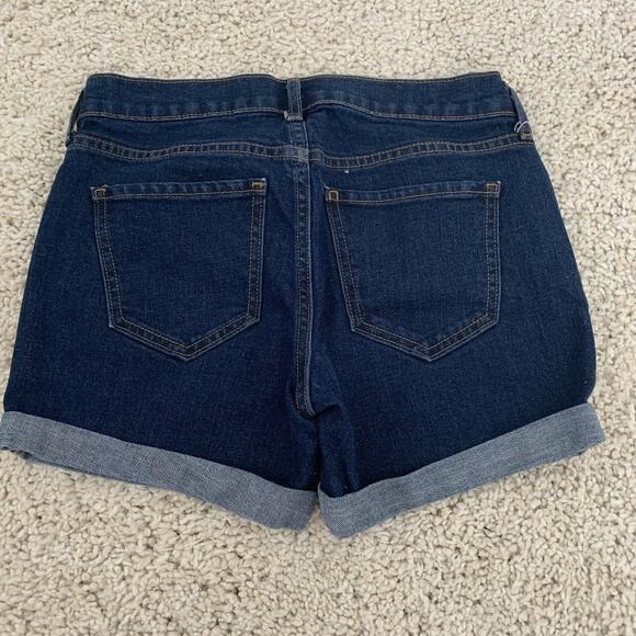 Old Navy Denim Shorts Womens 2 R Fitted Cuffed Dark Blue Stretch Mid Rise - Picture 3 of 5